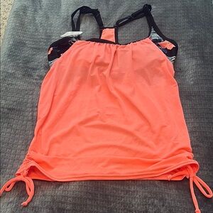 Zeroxposur Sun Smart Ruched 2 In 1 Tankini Top Firefly Orange XS New With Tags